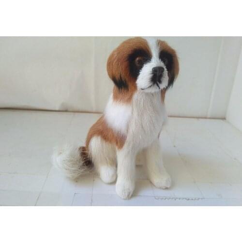 Cute simulation Saint Bernard dog model polyethylene&fur high quality small dog doll gift about 14x12cm 1399