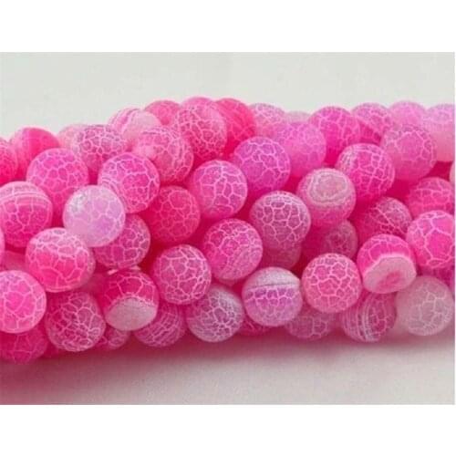 Fashion 6mm Pink Frost Dream Fire Dragon Veins Onyx Loose Beads chalcedony s 15"
