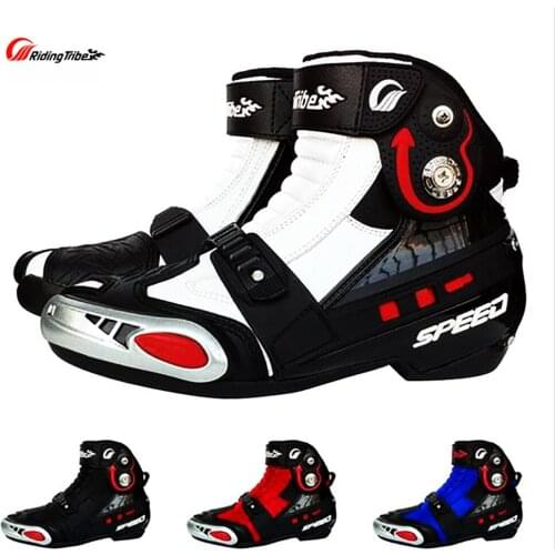 Motorcycle Botas moto Boot Off-Road Shoes Breathable Riding Protective Gear Boots RED/WHITE/BLUE