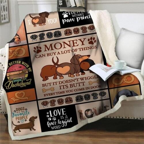 BeddingOutlet Cartoon cute Dachshund Print Throw Blanket Warm Bedroom Sofa Soft Fleece Blanket Quilts cover Plush home Bedspread