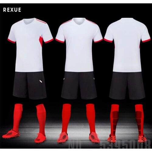 2021 DIY men short sleeve red soccer jersey set green football uniform blue adult soccer shirt customized name number