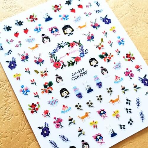 Newest CA- 559 design 3d nail sticker back glue DIY nail decal decoration tips