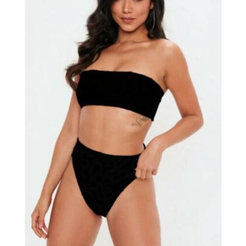 2019 New High Waist Bikini Set Women Bandage Strapless Bikini Push-up Padded Bra Swimsuit Bathing 2pcs Set Swimwear
