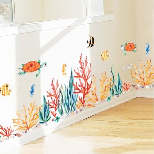 Baseboard - Kids Sea Plants Wall Stickers Art Decor for Living Room Bedroom Nursery Mural Decal