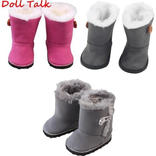 Festival Girl Button Snow Cotton Boots For 18 inch American Dolls Plush Boots For 1/3 BJD Russian Doll Toy For Our Generation