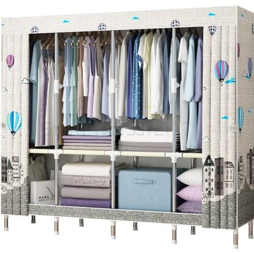 Simple wardrobe household bedroom assembly cloth wardrobe rental room modern simple hanging wardrobe