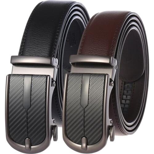 Mens Belt Genuine Leather Business Strap Male Belt For Vintage Automatic Buckle For Jeans Men Fashion Quality Cowhide Waistband