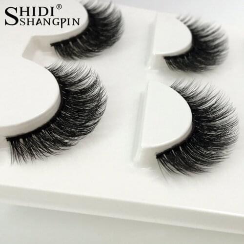 SHIDISHANGPIN 3d mink false eyelashesNature Crisscross hand made eyelashes full strip lashes faux cils eyelash 3pairs