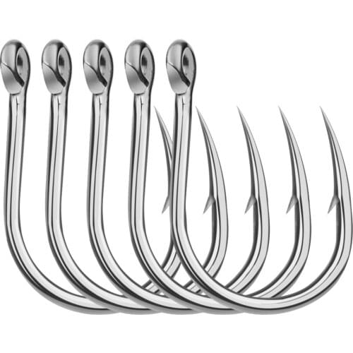 5/10Pcs Sea Fishing Stainless Steel Fish Hook Steel Barbed In Fly Hooks Worm Pond Fishing Bait Holder Jig Hole Pesca