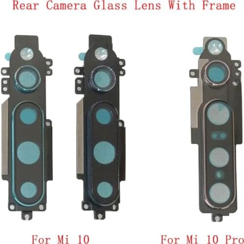 Rear Back Camera Lens Glass with Metal Frame Holder For Xiaomi Mi 10 10Pro 9 9SE 8 8Lite 8SE Replacement Parts