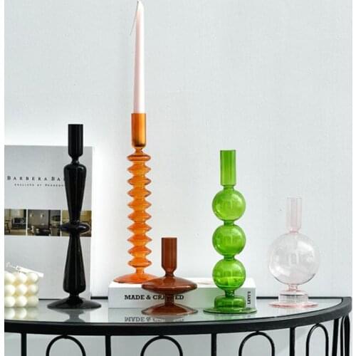 Glass Candle Holders Home Decor Small Vase Home Decoration Accessories Candlestick Holders European Style Wedding Decoration