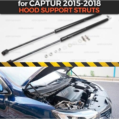 Hood support struts case for Renault Captur 2015-2018 Stainless steel 1 set / 2 pcs molding decoration car styling exterior