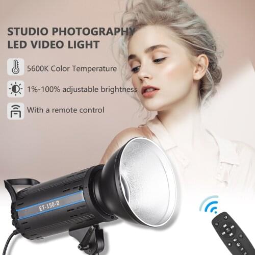 Andoer ET-150D-D 150W Studio LED Continuous Video Light 5600K Adjustable Brightness CRI 95+ w/ Standard Reflector Remote Control