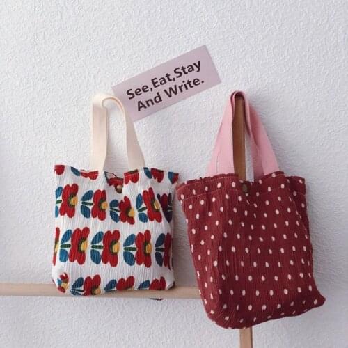 Japanese Style Floral Shopping Bags Kids Adults Vintage Large Capacity Tote Eco Friendly Bags