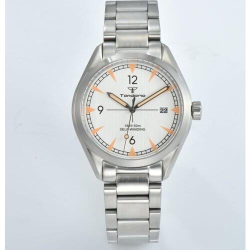 Tandorio 41mm Mens Top Automatic Watch 24 Jewels Japan NH35A Mechanical Movement Calendar Sapphire Crystal Luminous Marks