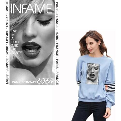 Fashion Magazine Model Iron On Patches A-level Washable Heat Transfers Print On T-shirt Thermo Sticker On Clothes Accessory