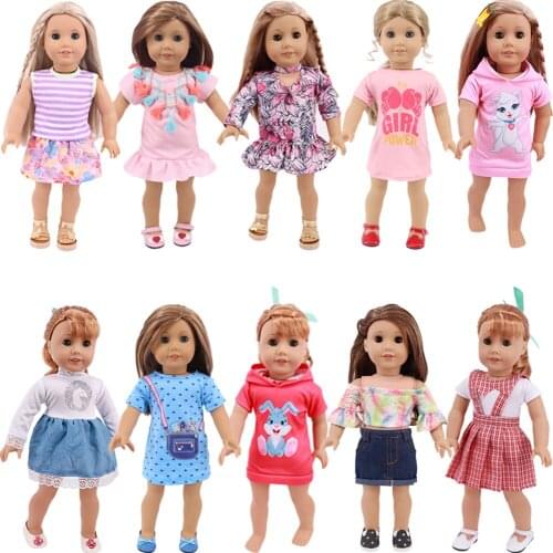 Fashion Pink Cat Outfits Skirts Uniform Fit 18 Inch American 43cm Reborn Baby Doll Clothes ,Girls Toys,Generation,Birthday Gift