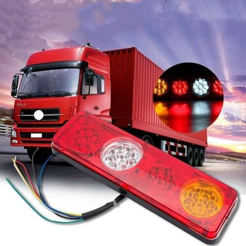 1Pair 36LED 24V Waterproof Car Rear Tail Lights Brake Stop Light Turn Signal Light Revese Lamp for Trailer Caravan Truck Lorry