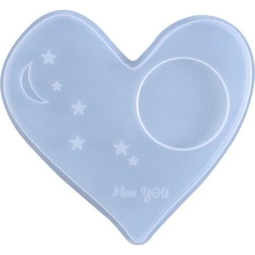1PC Heart Shaped Star Candle Holder Silicone Mold Crystal Epxoy Coaster Molds Handmade DIY Making Crafts
