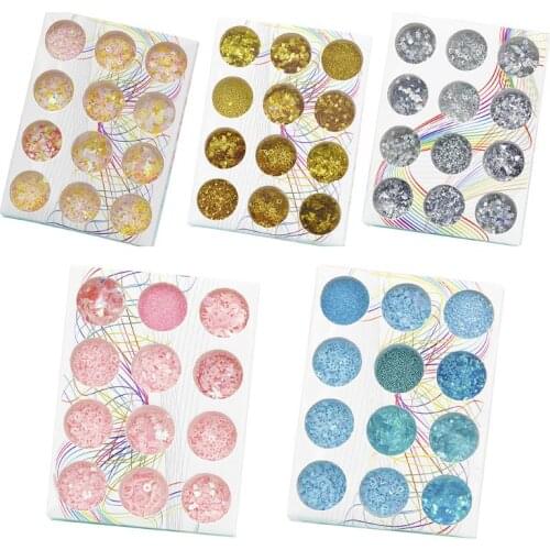 12 Bottles/Set Shiny Sequin Glittering DIY Filling Materials Filler Epoxy Resin Crafts Jewelry Manicure Glow Exquisite Makeup