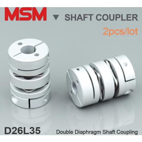 2pc/lot MSM Flexible Double Diaphragm Shaft Coupler D26mm L35mm Disc Elastic Coupling for Stepper Servo Motor Encoder Ballsrew