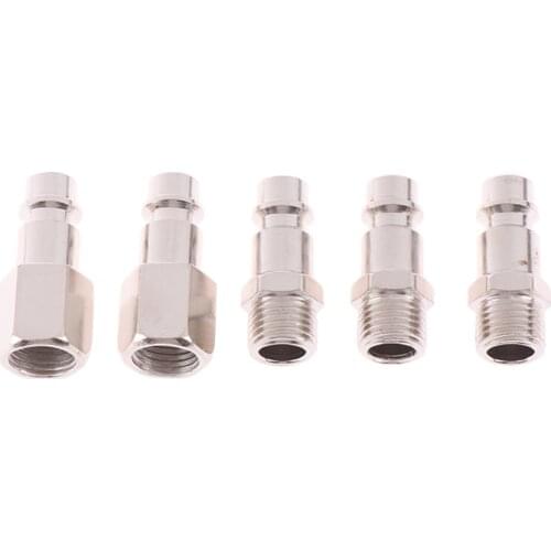 5pcs/lot Femal/Male 1/4" BSP Air Line Hose Compressor Connectors Silver Euro Male Quick Release Fittings