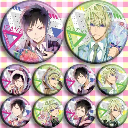 58mm DuRaRaRa 2 cartoon badge Celty Sturluson Izaya Orihara Acrylic Brooch Icons