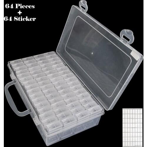 64 PCS Diamond Painting Tools Beads Container Rhinestone Diamond Embroidery Stone Storage Accessory Mosaic Convenience Boxs