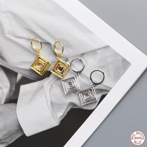 GS 925 Sterling Silver European and American Punk Hoops Earring For Women Birthday Party Gift Fine Earrings Pendientes Brincos