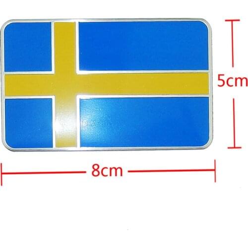 Car Styling 3D Aluminum Sweden Swedish National Flag Sticker Decals Decorative Badge Emblem Accessories High Quality