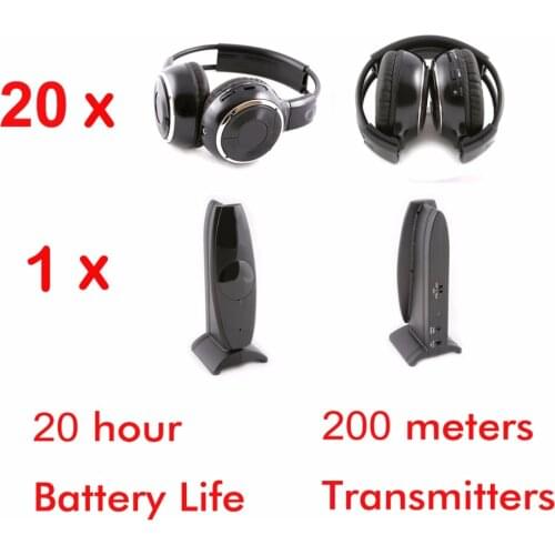 Silent disco Wireless foldable headphones 20pcs with 1 transmitter - RF Silent Disco earphones For iPod MP3 DJ music pary club