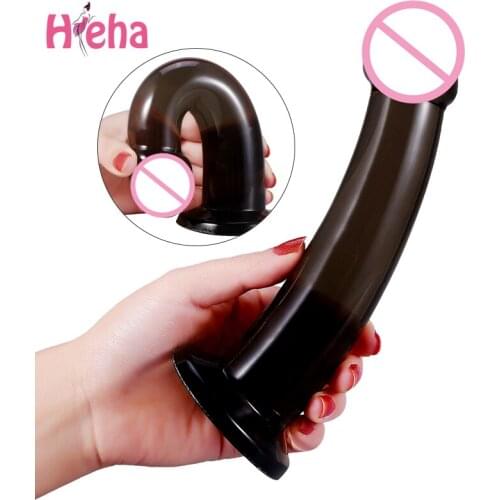 Crystal Black Dildos for Women Female Masturbation Big Dick Anal Sex Toy Realistic Penis for Lesbian Adult Erotic Toy Machine