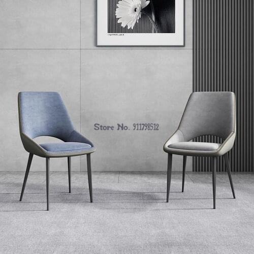 Italian minimalist dining chair modern minimalist backrest chair home Nordic iron art makeup chair restaurant hotel leather stoo