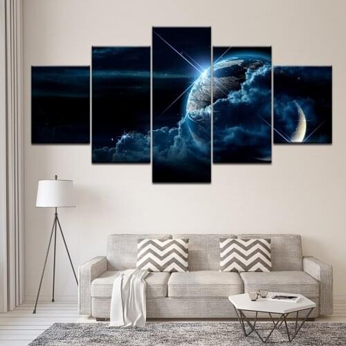 Canvas Painting Nature Earth Space 5 Pieces Wall Art Painting Modular Wallpapers Poster Print for living room Home Decor