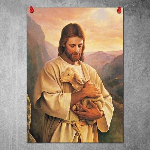 Canvas Painting Cristo El Buen Pastor Poster and Prints Wall Art Pictures for Living Room Home Decor No Frame