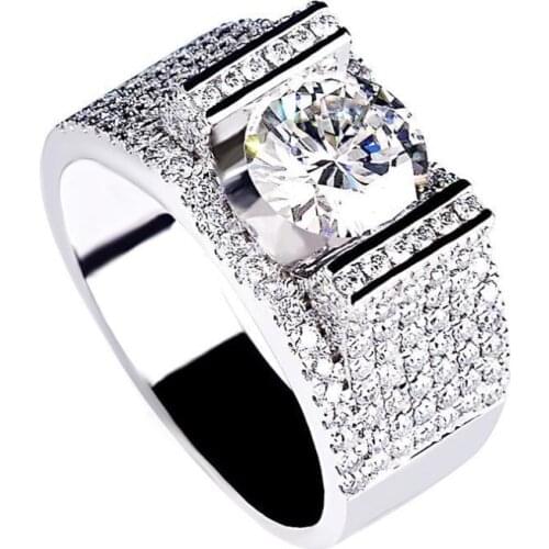 Real 18k Gold Rings for men Luxury Full Diamond Fine Jewelry Wedding Anniversary Party for Girlfriend&Wife Gift Bijoux Female