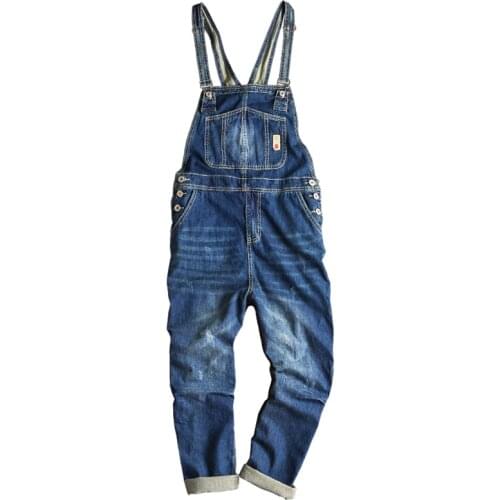 Japanese lapel jumpsuit mens cotton overalls hip-hop street casual loose overalls XL