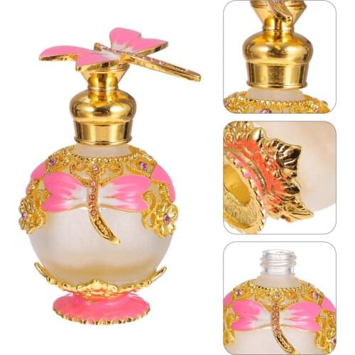 15ml Jeweled Metal Capped Retro Vintage Perfume Bottle Empty Refillable Essential Oil Container Bottle Dropper Bottle Arab Style