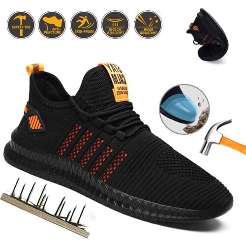 Man Steel Toe Indestructible Shoes Men Women Lightweight Puncture Resistant Safety Work Shoes Sneakers for Construction Working