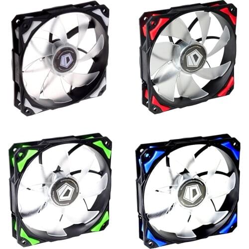 ID-COOLING PL-12025 PC Fan LED 120mm Cooling Fan with De-Vibration Rubber for CPU Cooler 4pin Temperature Control Connector