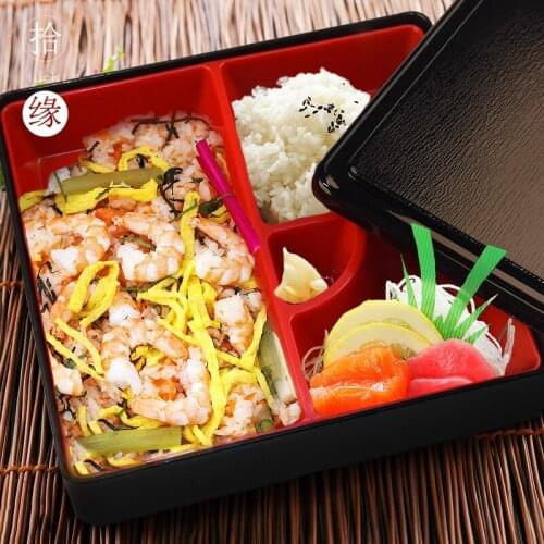 Japanese style lunch bento box with cover business package sushi fast food box commercial take out box plastic mess tin