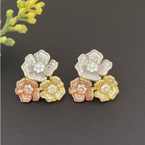 Lanyika Fashion Jewelry Gorgeous Floret Micro Plated Earrings For Women Wedding Banquet Daily Popular Best Gifts