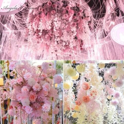 DIY materials pink series flower row arrangement wedding decor home party artificial flower plastic silk flower wall plants leaf