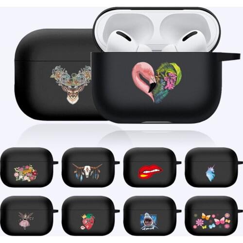 Matte Black Earphone Case for Apple AirPods Pro Cartoon Series Silicone Earphone Case High-quality Dust-proof Earphone Sleeve