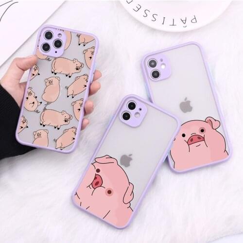 Cute Cartoon Transparent Phone Case For iPhone 12 11 Pro Max X XR XS Max 7 8 Plus Mini Bumper Shockproof Matte Back Cover Coque