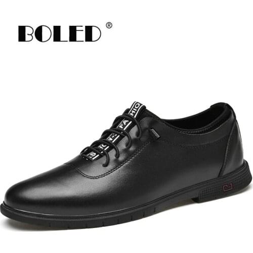 Natural Leather Men Casual Shoes Office Style Comfort Lace Up Outdoor Flat Shoes Men Quality Non-Slip Walking Men Shoes