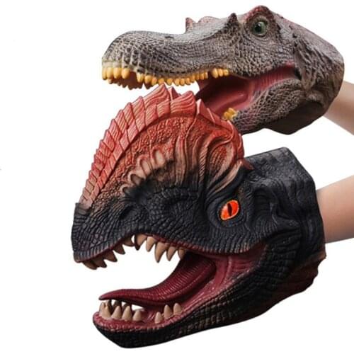 Soft Doll Dinosaure Hand Puppets Figure Head Animal Arm Dino Toys For Stories Gift Children Model Figure Toy Gag Jokes kids Gift