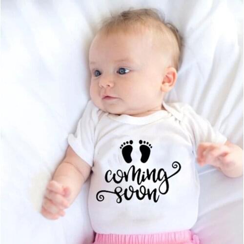 Coming Soon Newborn Baby Boys Girls Bodysuits Unisex Jumpsuit Funny Playsuit Casual Short Sleeve Outfits Cotton Fashion Clothes