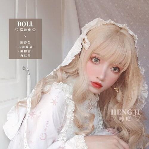 Heng Ji Lolita Wig Womens Long Hair Lolita Daily Long Curly Hair Soft Sister Net Red Lo Fake Fur lolita wig