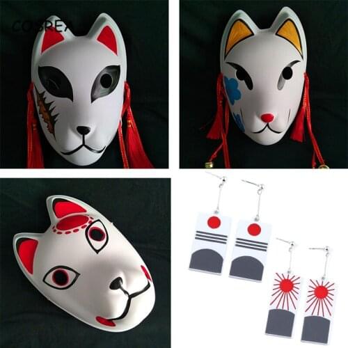 Cosrea Anime Demon Slayer Kamado Tanjirou Plastic Hand Drawn Cosplay Masks Sabito Makomo Fox Mask Halloween Prop Boys Girls Men